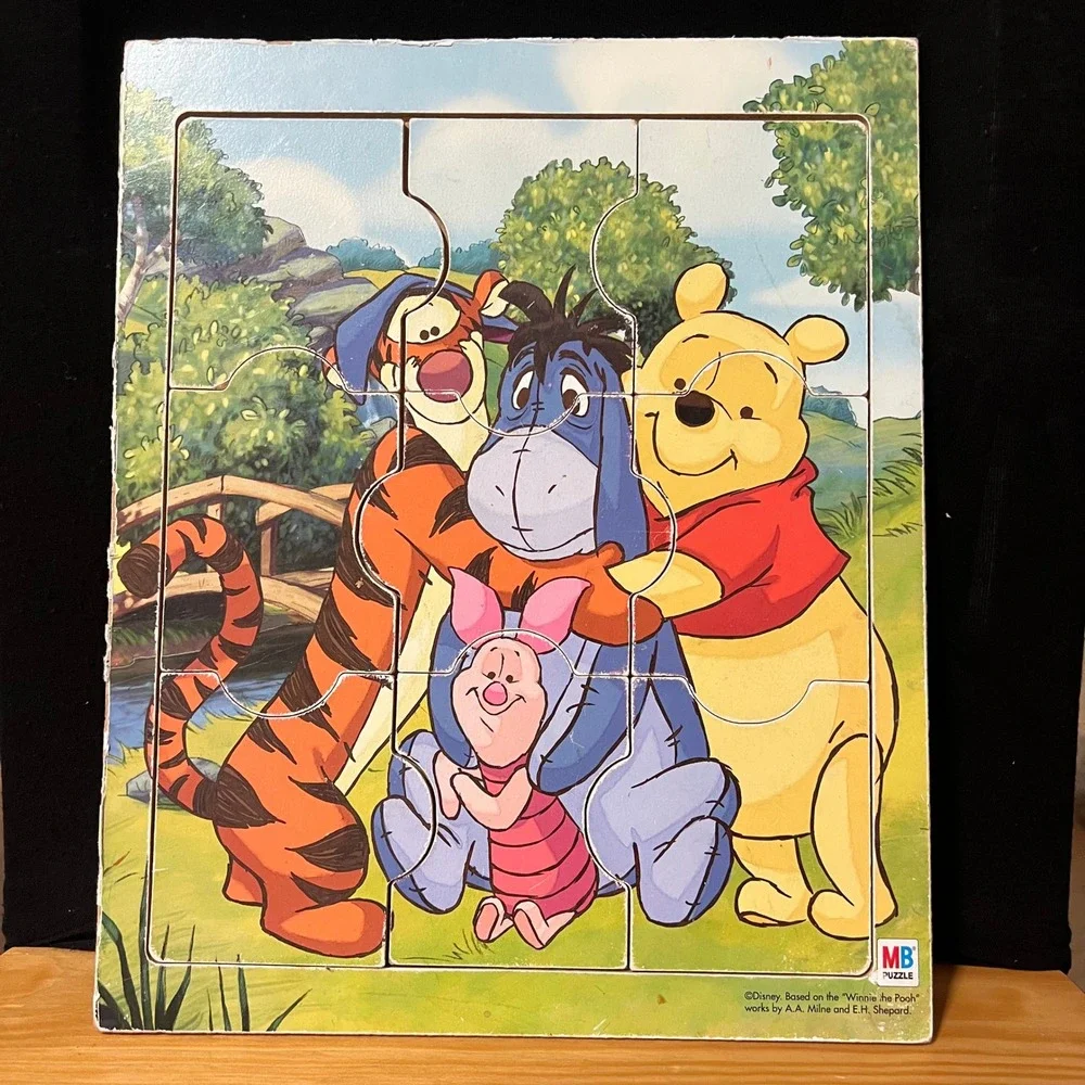 Disney Winnie the Pooh Tigger‎ Eeyore Piglet 9 PC Wooden Puzzle Milton Bradley
